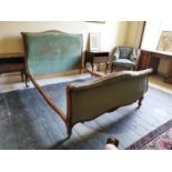 19th. C. walnut upholstered bed