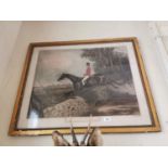 20th C. framed hunting print