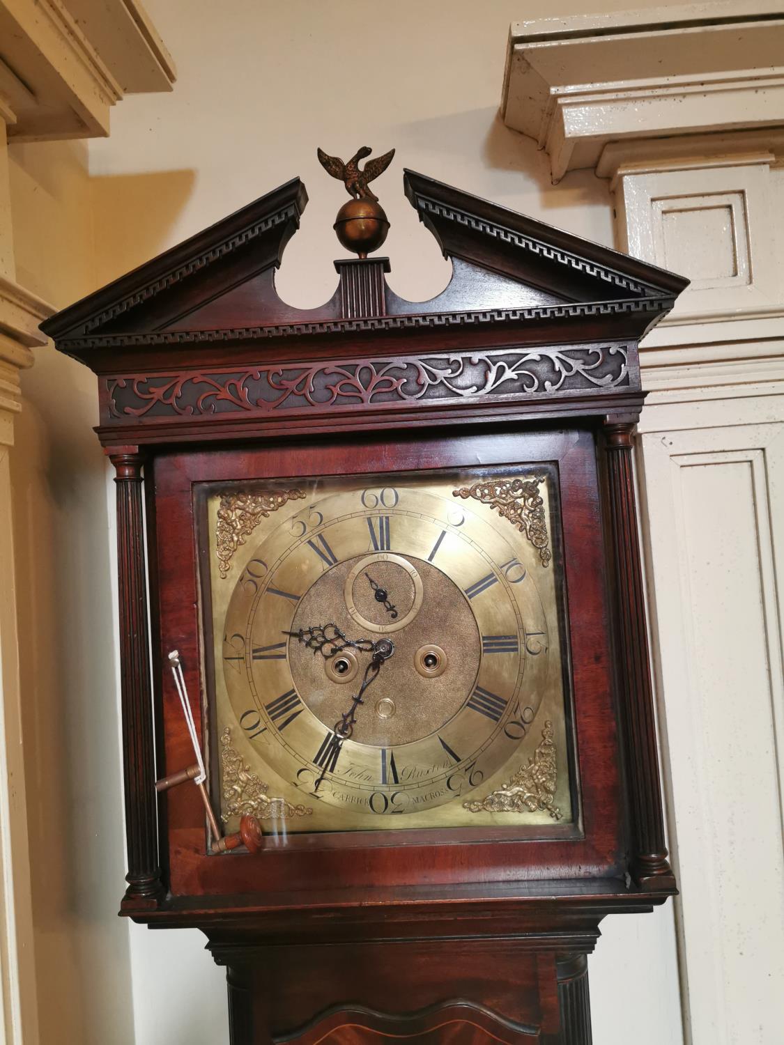 Irish Georgian inlaid mahogany long cased clock - Image 2 of 6