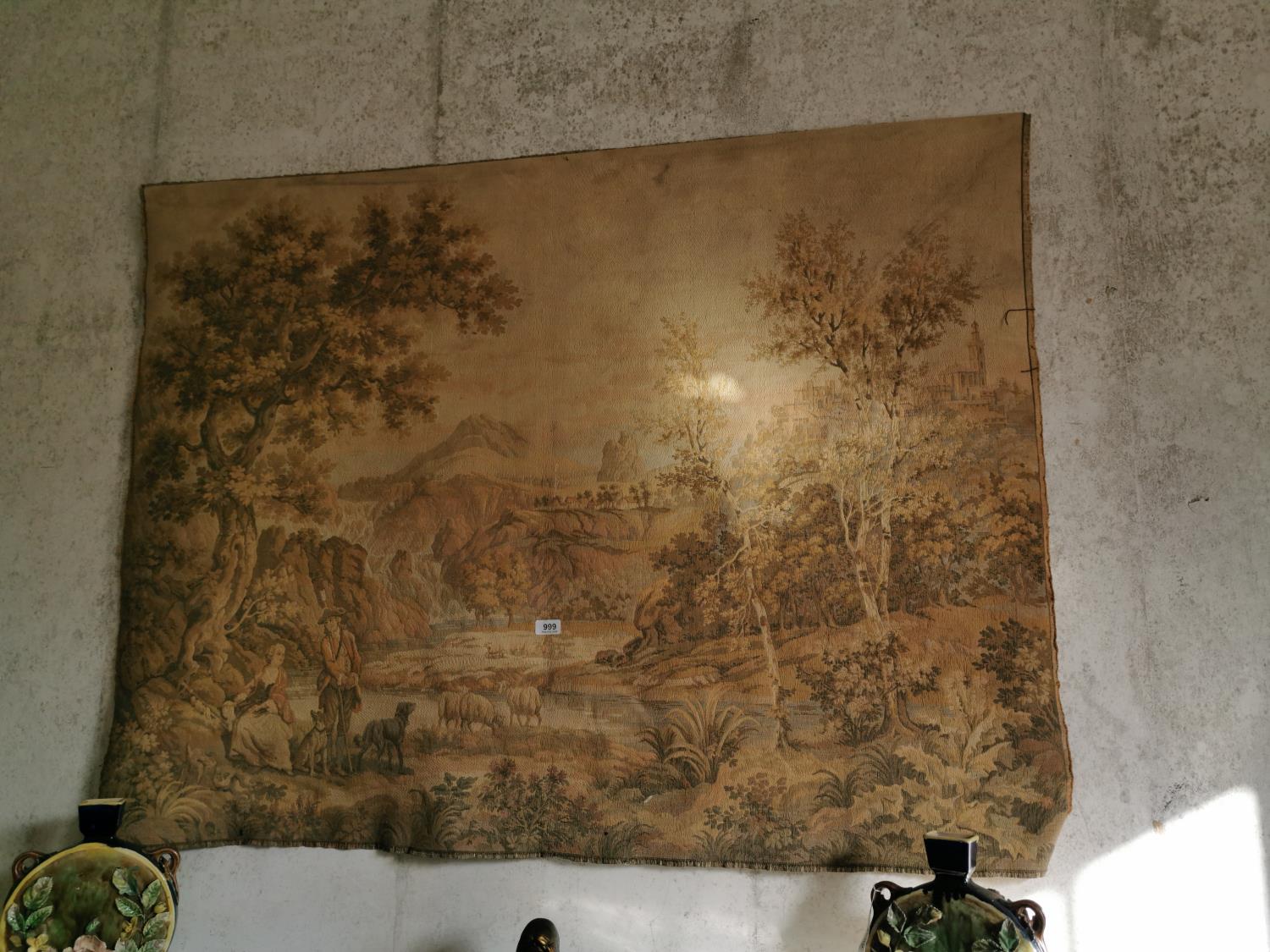 19th. C. tapestry depicting a Rural scene