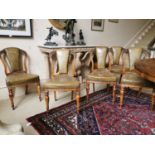 Eight 19th. C. walnut dining room chairs