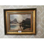 19th. C. Oil on Board Mountain Scene,