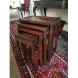 Good quality rosewood nest of tables in the Oriental style {67 cm H x 53 cm W x 33 cm D}.