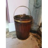 Mahogany brass bound peat bucket