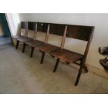 1930's mahogany five seater fold up cinema seats.