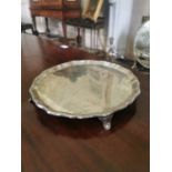 English silver salver 599 grams.