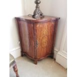 Pair of inlaid satinwood corner cabinets