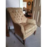 19th. C. deep buttoned upholstered armchair