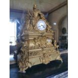 Exceptional quality 19th. C gilded mantle clock