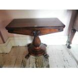 Good quality William IV. Rosewood turnover leaf card table .