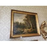 Pair of 19th. C. Oil on Canvas of Woodland Scenes