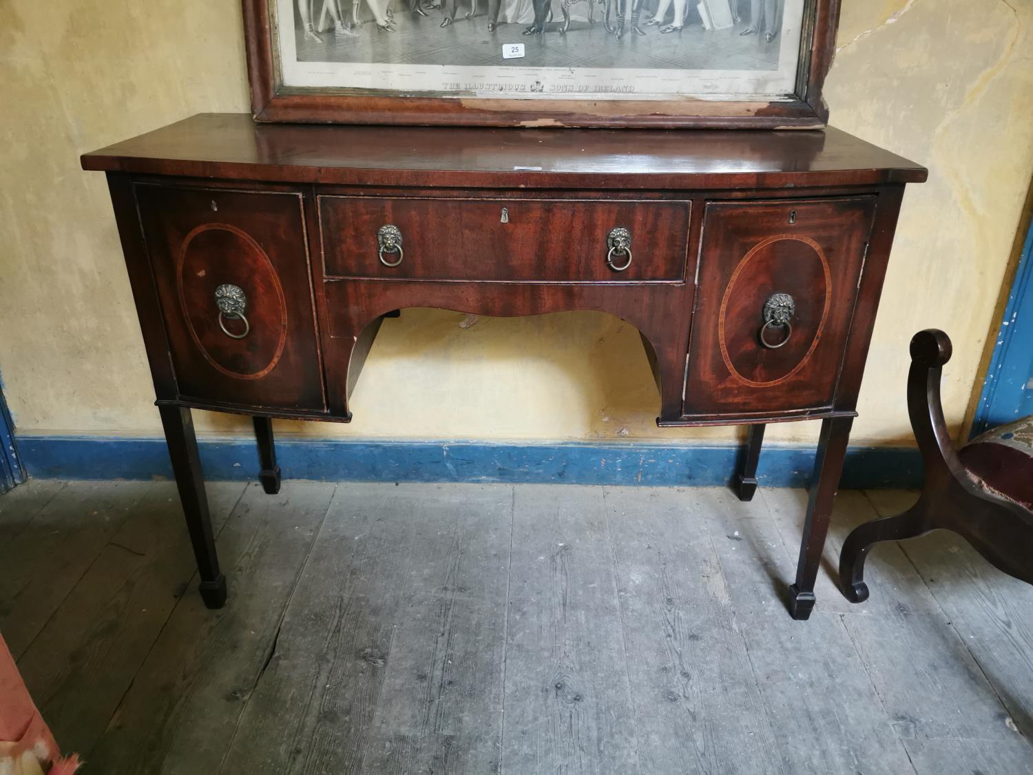 Georgian inlaid mahogany bowfronted table