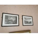 Pair of framed black and white prints