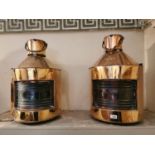 Pair of 19th. C. copper ships lamps