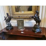 Pair of 19th. C. painted spelter models of Marley horses.