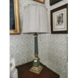 Decorative painted and gilded metal table lamp.