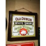 Old Dublin White Swan Whiskey framed advertising print.