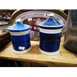 Two early 20th C. ceramic lidded chemist jars.