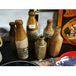 Collection of 19th. C. stoneware Ginger Beer bottles