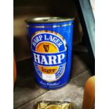 Harp tinplate advertising tin.