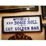 Mitchell's Bogie Roll enamel advertising sign