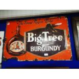 Wine Big Tree Burgundy enamel advertising sign.