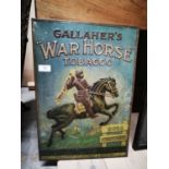 Rare early 20th C. tin plate Gallaher's War Horse advertising sign