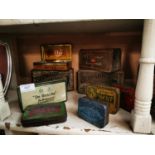 Collection of nine advertising tobacco tins.