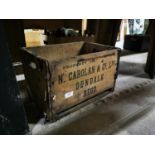 M Carlin Dundalk wooden advertising box .