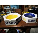Two Harp ceramic ashtrays