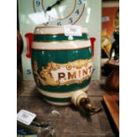 Peppermint green and gold ceramic dispenser.