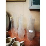 Six original 19th C. glass lamp chimneys.