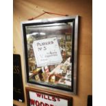 Players No.3 Plain or Cork Tipped cigarettes advertising mirror.