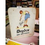 Drydex Dry Batteries advertising showcard.