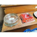 Two Will's glass ashtrays