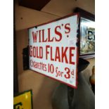 Will's Gold Flake double sided enamel advertising sign