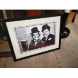 Laurel and Hardy Guinness framed advertising print.