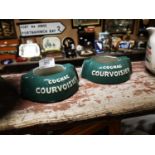 Two Cognac Courvoisier ceramic ashtrays