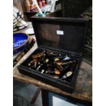 Box of miniature Harp Lager and Guinness Bottles.