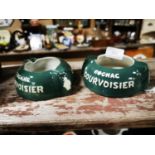 Two Cognac Courvoisier ceramic ashtrays