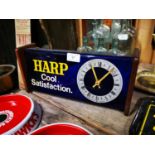 1970's Harp Cool Satisfaction battery clock.