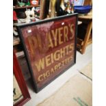 Player's Weights Cigarettes framed showcard.