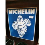 Michelin Man enamel advertising sign {36 cm H x 31 cm W}.