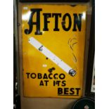 Afton Tobacco pictorial enamel advertising sign.