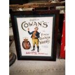 Cowan's finest old Irish Whiskey advertising print.