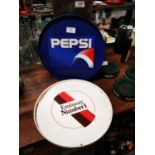 Two plastic advertising drink's trays