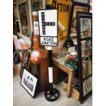 Cast iron Road Juction sign on stand.
