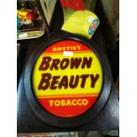 Anstie's Brown Beauty tobacco advertising sign.