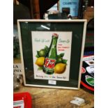 Fresh Up With 7 UP framed showcard.