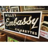 Wills's Embassy Cigarettes framed advertising sign.